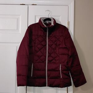 ZXBLK   deep purple/maroon color puffer coat jacket SZ L